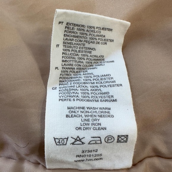 Vintage 90's H&M Tan Faux Suede Embroidered Faux Fur Jacket Coat Size 9/10Y - Picture 11 of 12